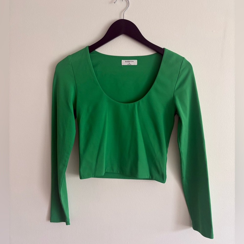 Babaton Emerald Green Scoop Neck Crop Top